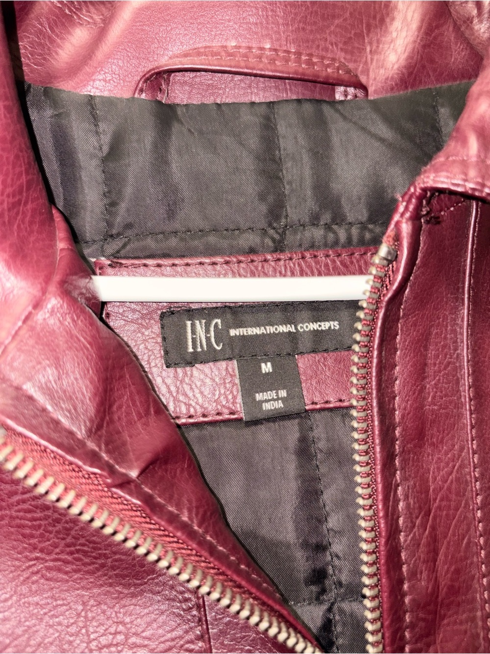 INC International Concepts Women's Faux Leather Jacket - Wine